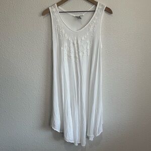 Y2K Cute Options Womens One Size White Embroidered Flowy Midi Dress Boho Country